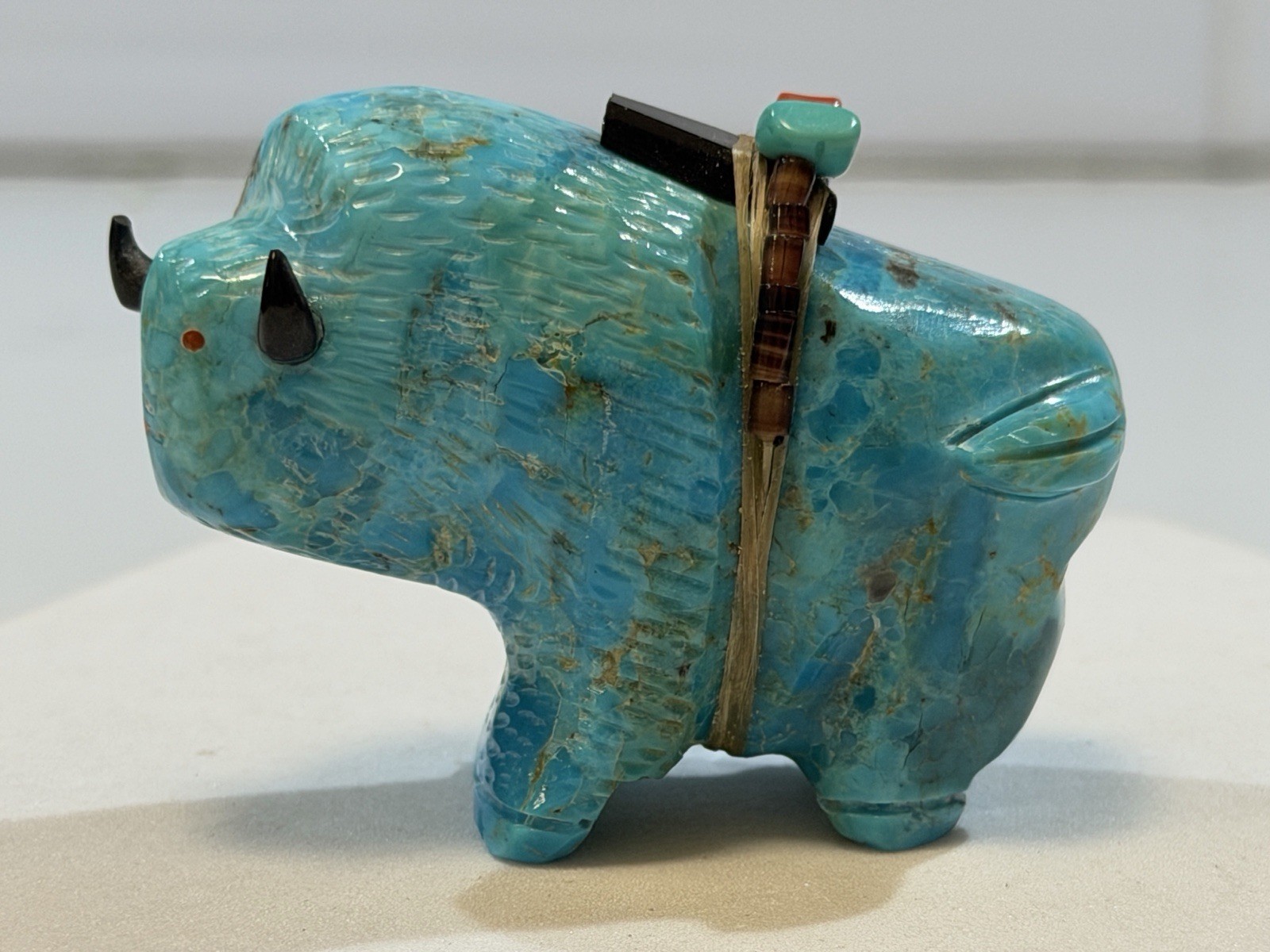 Zuni Turquoise Buffalo by Andres Quandelacy