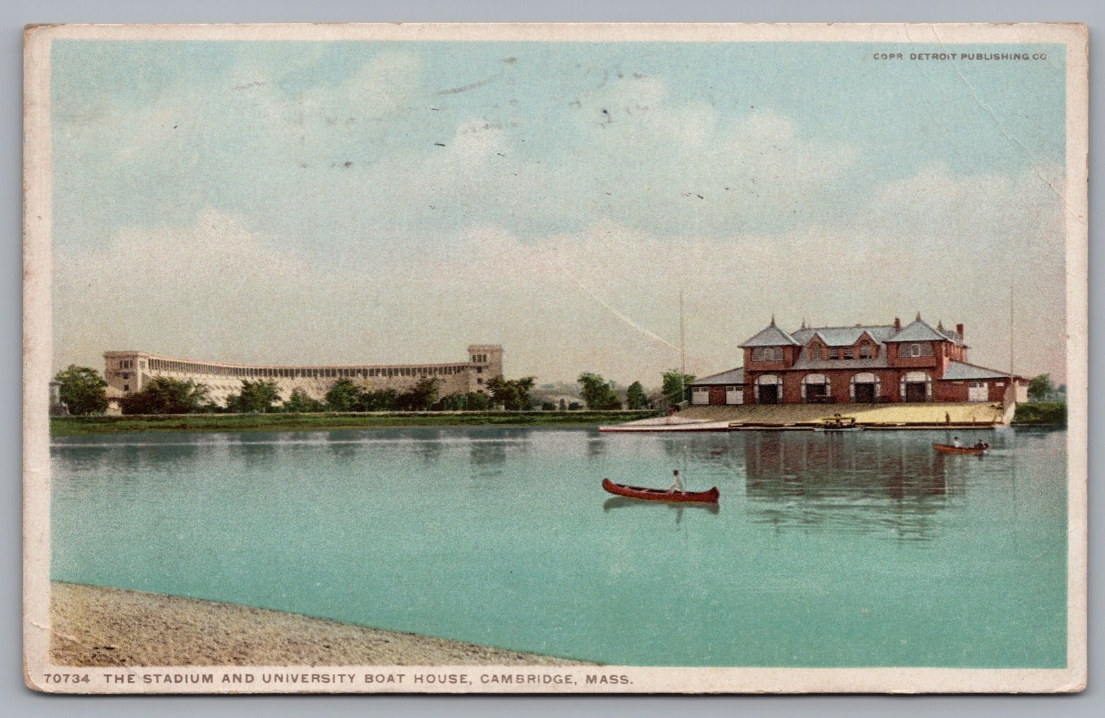 The Stadium And University Boat House Cambridge MA Posted Postcard TS-212