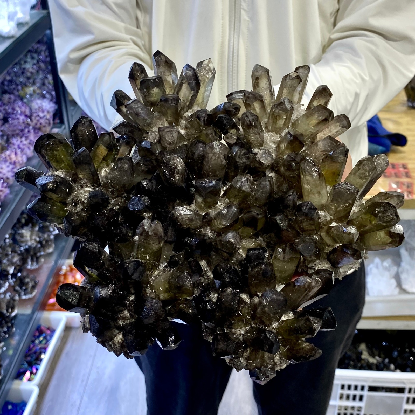 6.6LB New Find black PhantomQuartz Crystal Cluster Mineral Specimen