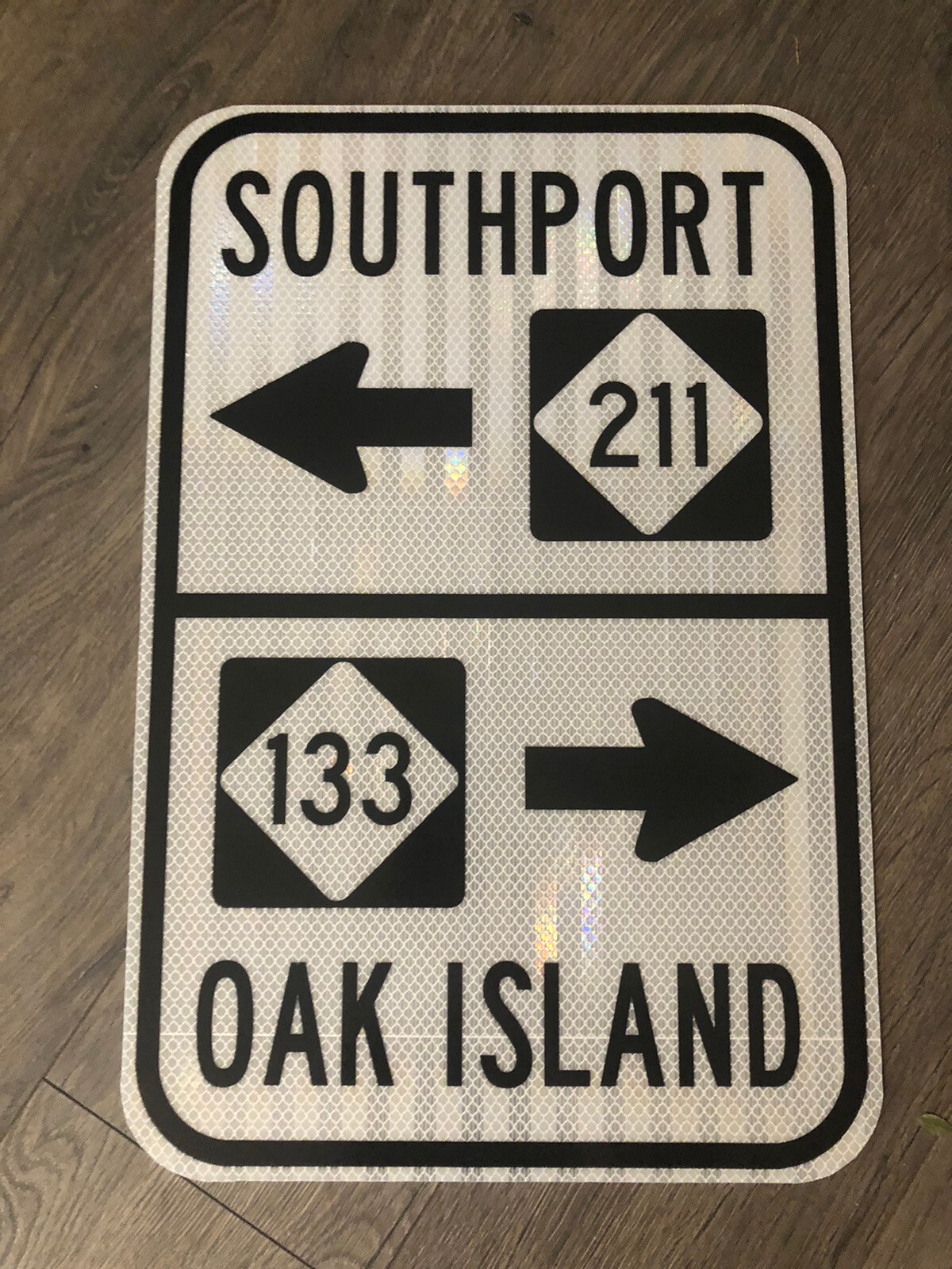 Southport NC 211-Oak Island NC 133 road sign  12\