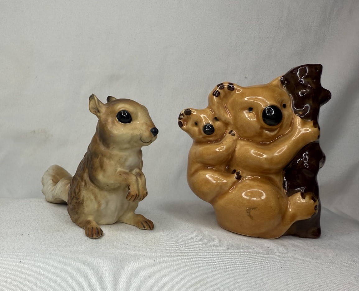 vintage ceramic koala bear and squirrel