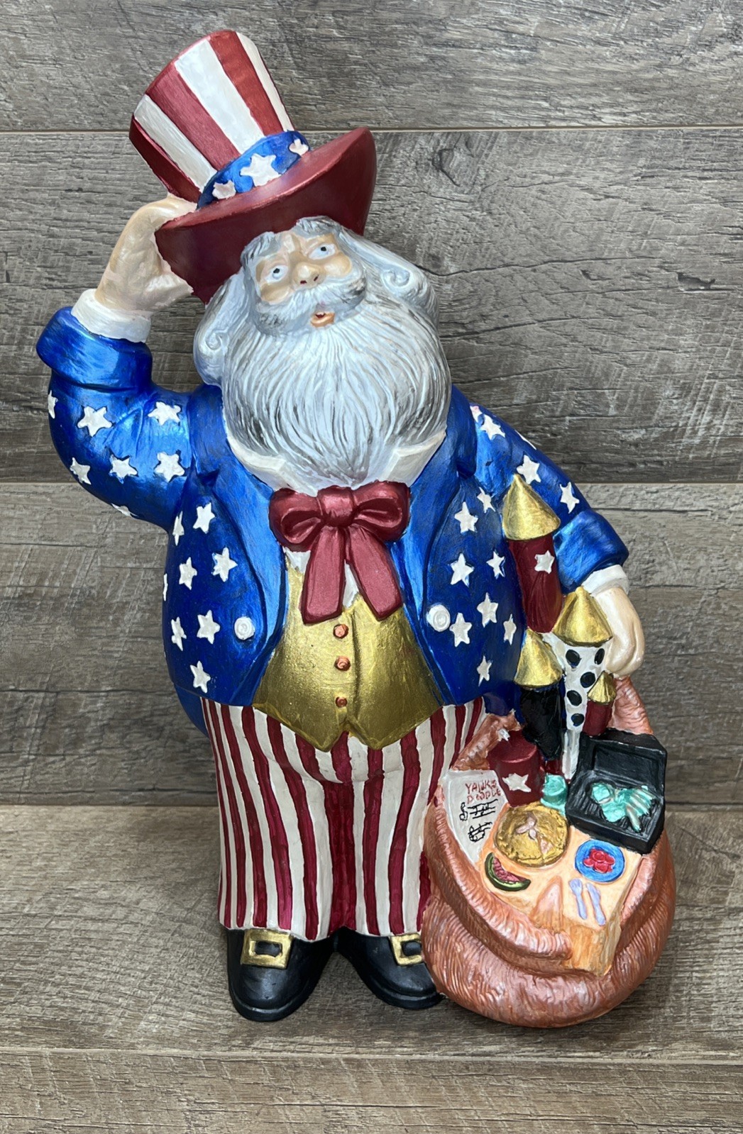 Hand Painted Uncle Sam Santa Yankee Doodle Dandy Figure Ceramic Americana Decor Hand Painted Uncle Sam Santa Yankee Doodle Dandy Figure Ceramic Americana Decor
