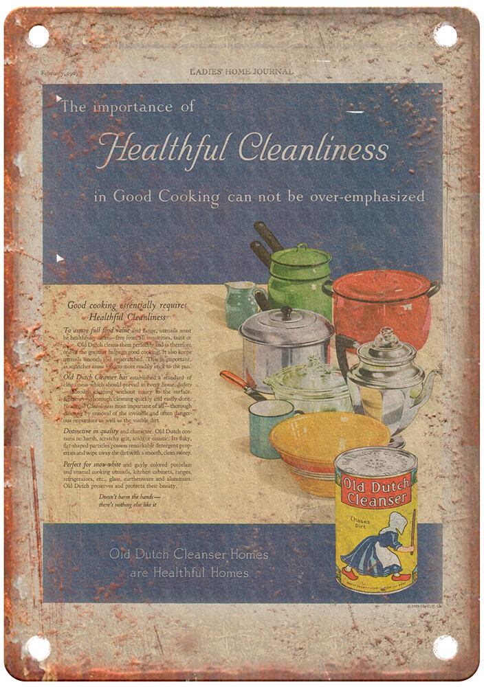 Vintage 1929 OLD DUTCH Cleanser Soap Ad Reproduction Metal Sign ZF400
