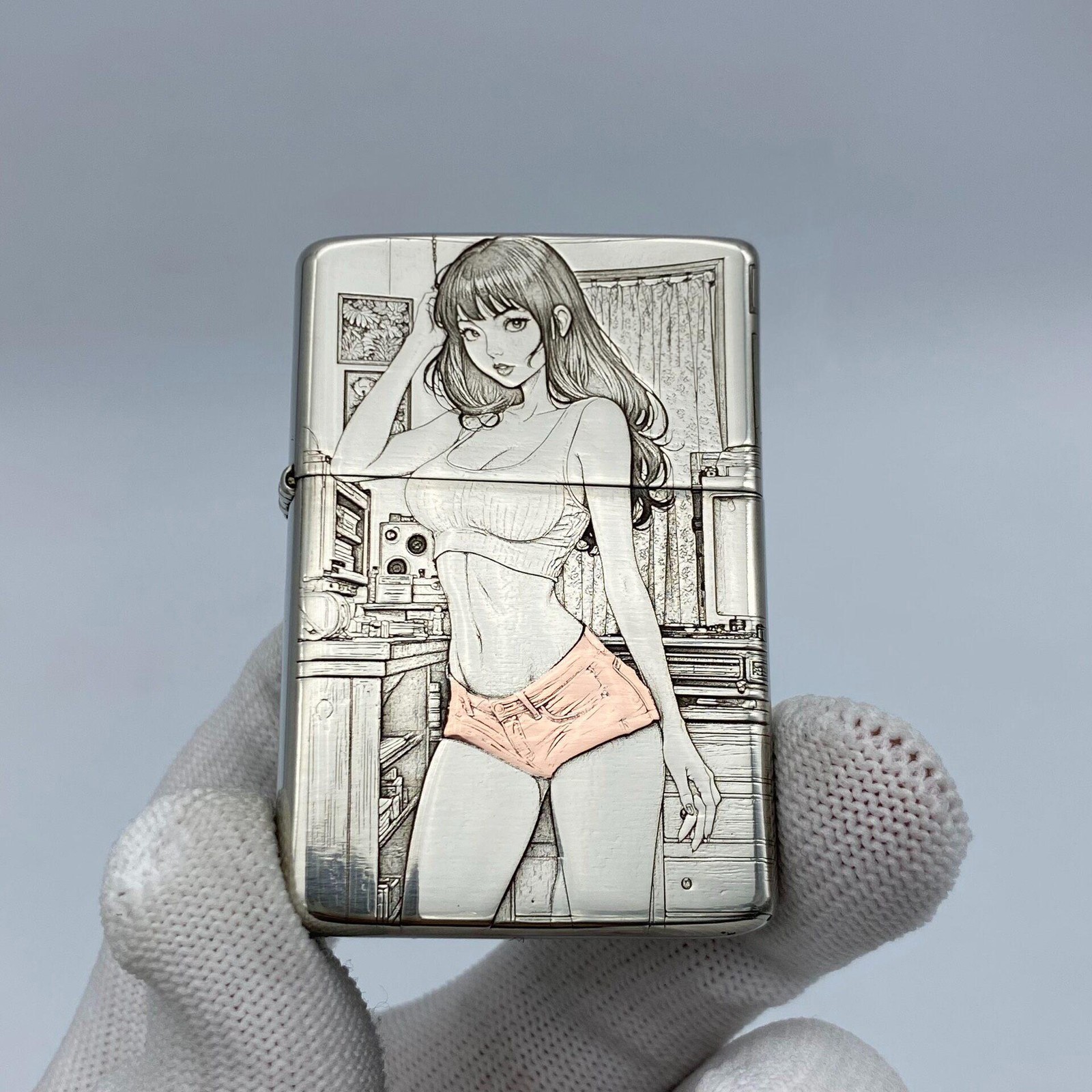 ZORRO 902s Vintage Windproof Kerosene Lighter Red Copper 3d Phantom Lady Design