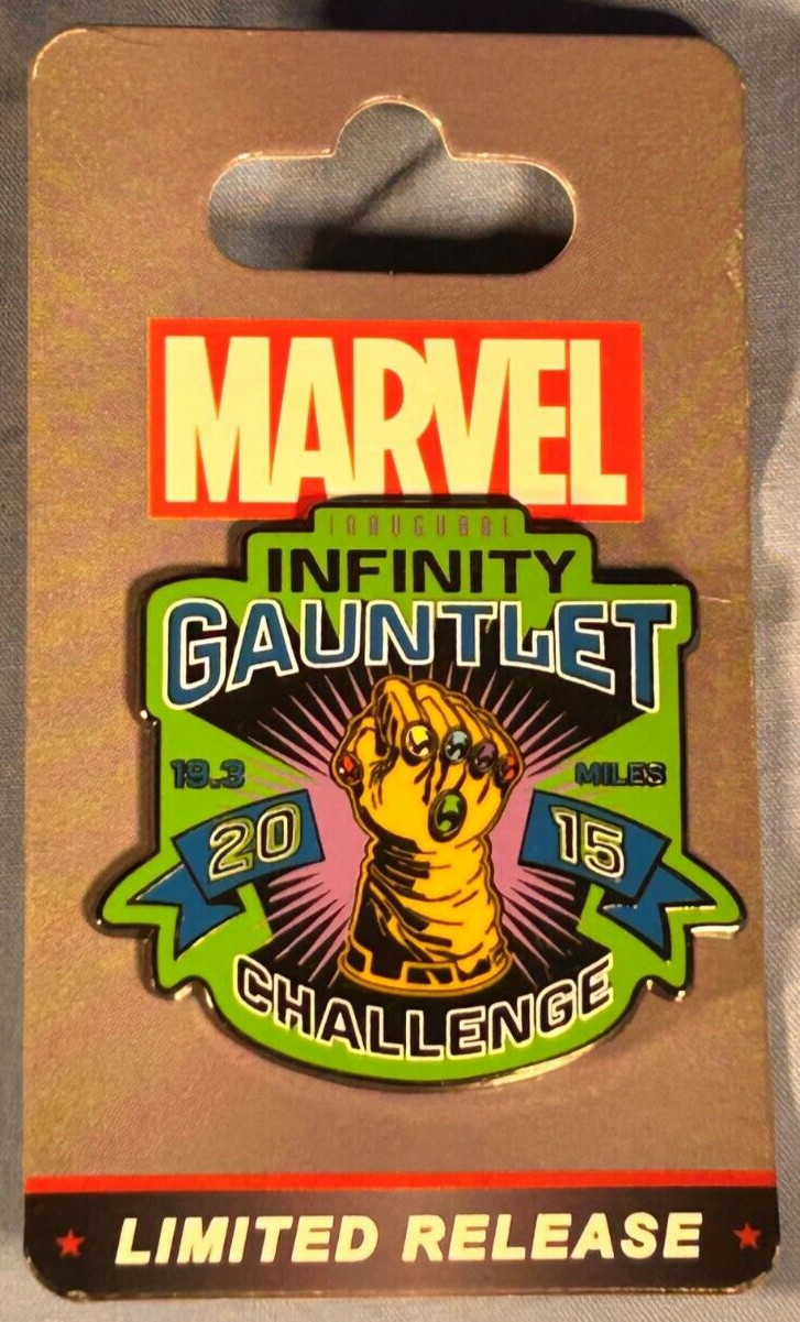 New HTF Rare RunDisney Disneyland Avengers 2015 Inaugural Infinity Gauntlet Pin