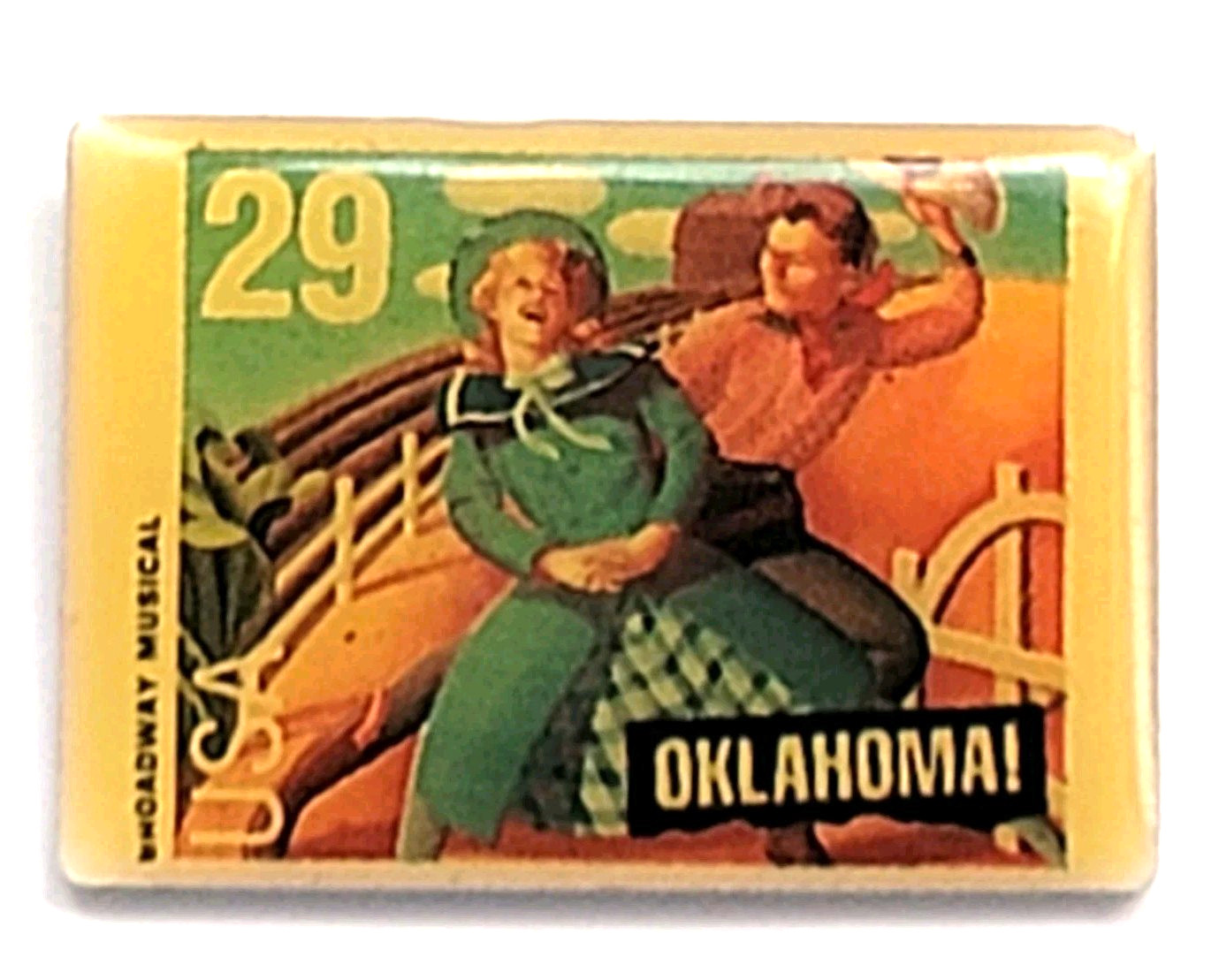 Oklahoma Broadway Musical USPS 29 Cent Rodgers Hammerstein Stamp Pin USA Vintage