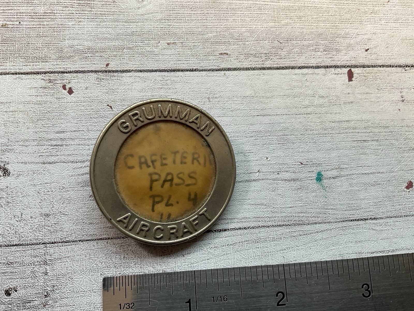ORIGINAL VINTAGE GRUMMAN AIRCRAFT PLANT 4 CAFETERIA PASS BADGE