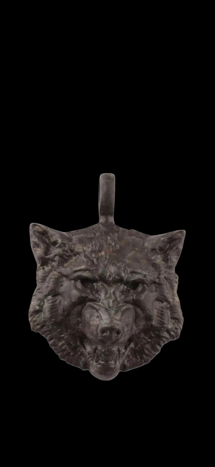 Antique WWII Ww2 Era Central European  Unique Bronze Wolf Pendant Beautiful 