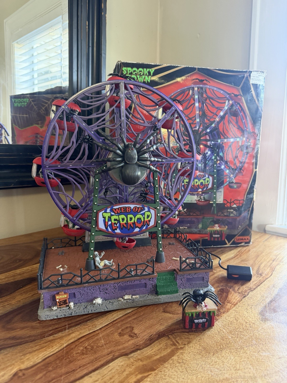Halloween Lemax Spooky Town, Web Of Terror Ferris Wheel  #14823 2021 ~ Read