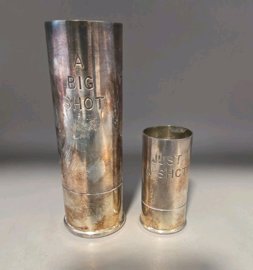 Big Shot 5oz Just A Shot 1-1/2 oz Shot Cups Silver Plated P.H. Vogel  Co England