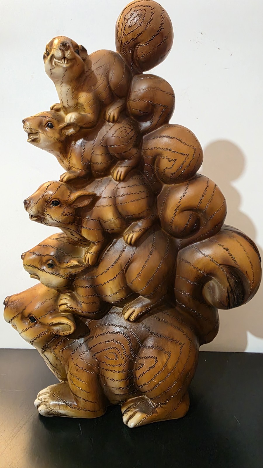 Vintage Squirrels Figurine Faux Wood Resin 10.75\