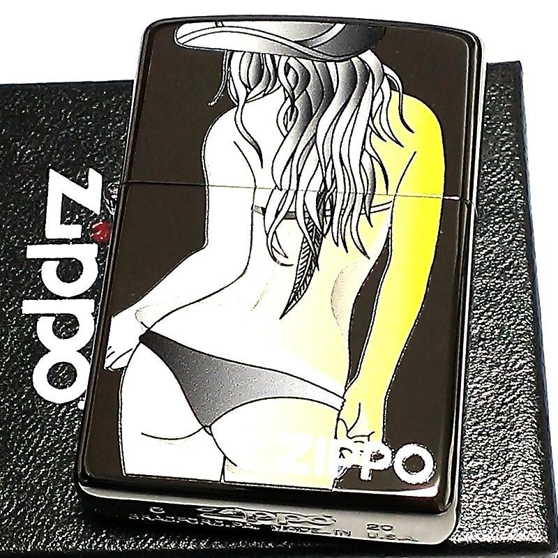 Zippo Oil Lighter Sexy Back Lady Girl Black Nickel Printed Regular Case Japan