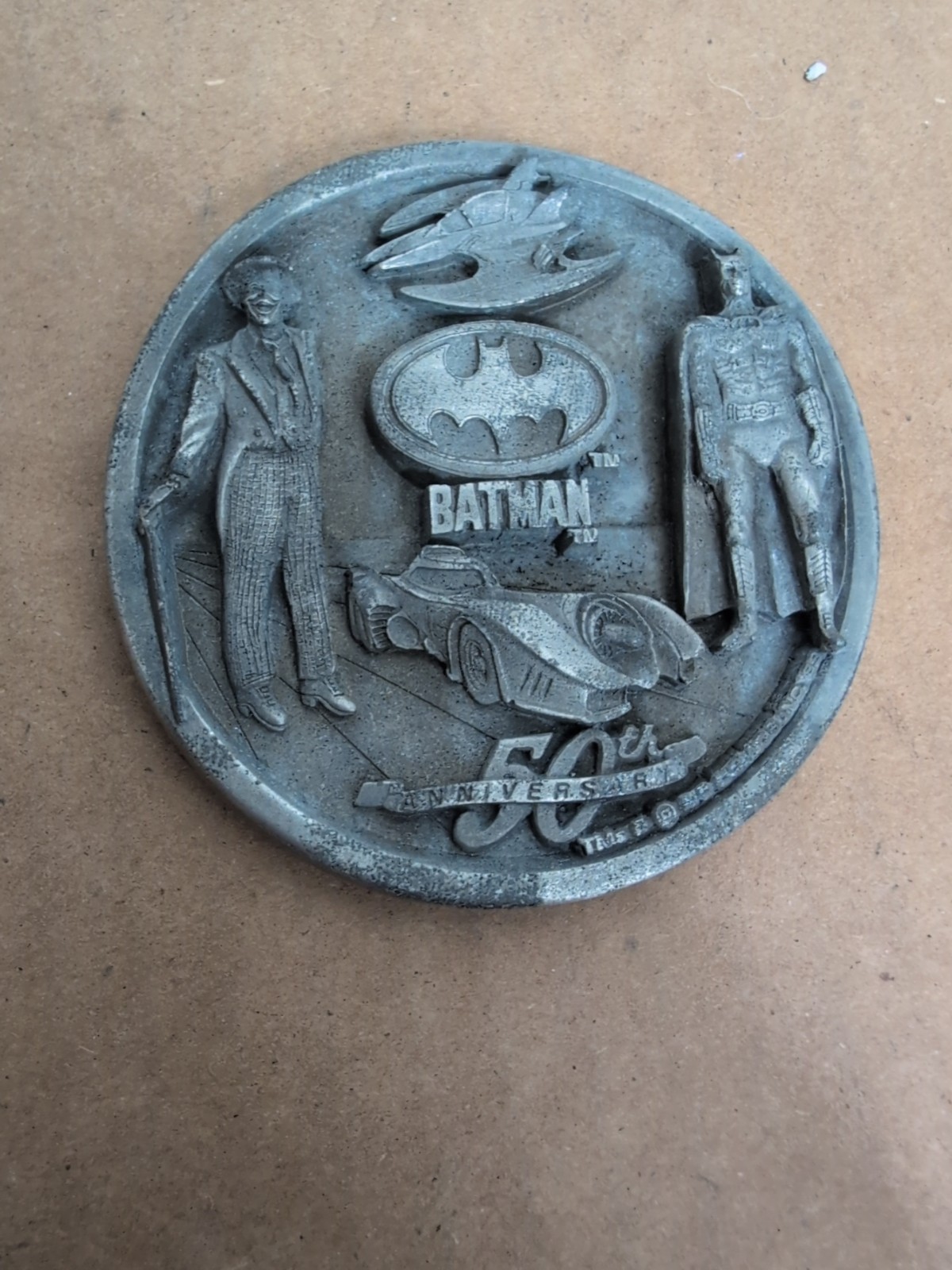 Batman 50th Anniversary Pewter Medallion, 1989 DC Comics Batman 50th Anniversary Pewter Medallion, 1989 DC Comics