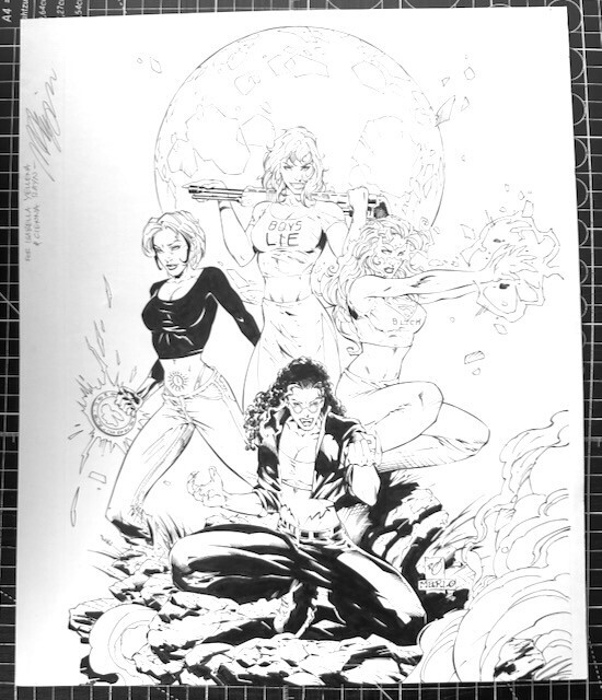 Signed Orig Romano Molenaar, Marlo Alquiza Inked Female Superhero Group 11X14
