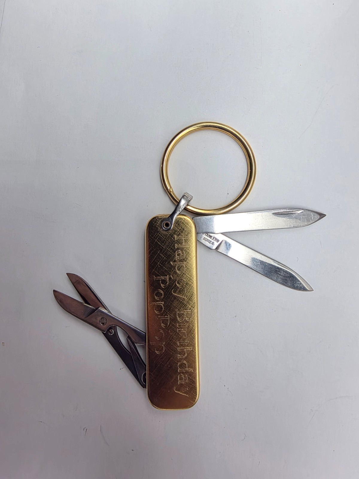 Colibri Happy Birthday Poppy Etched Double Knife Scissors Key Chain Vintage