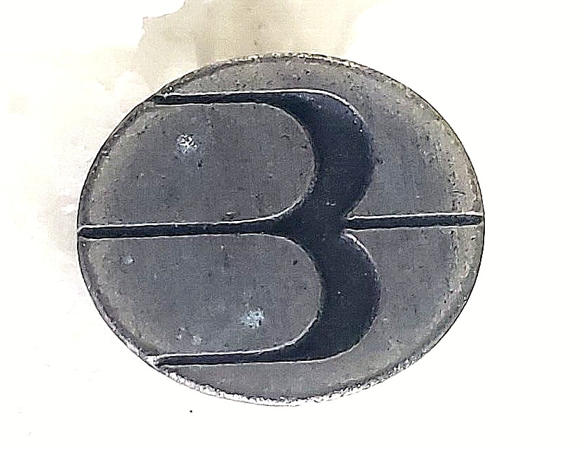 Vintage Letter B Company Logo Pewter Lapel Tie Pin 5/8\
