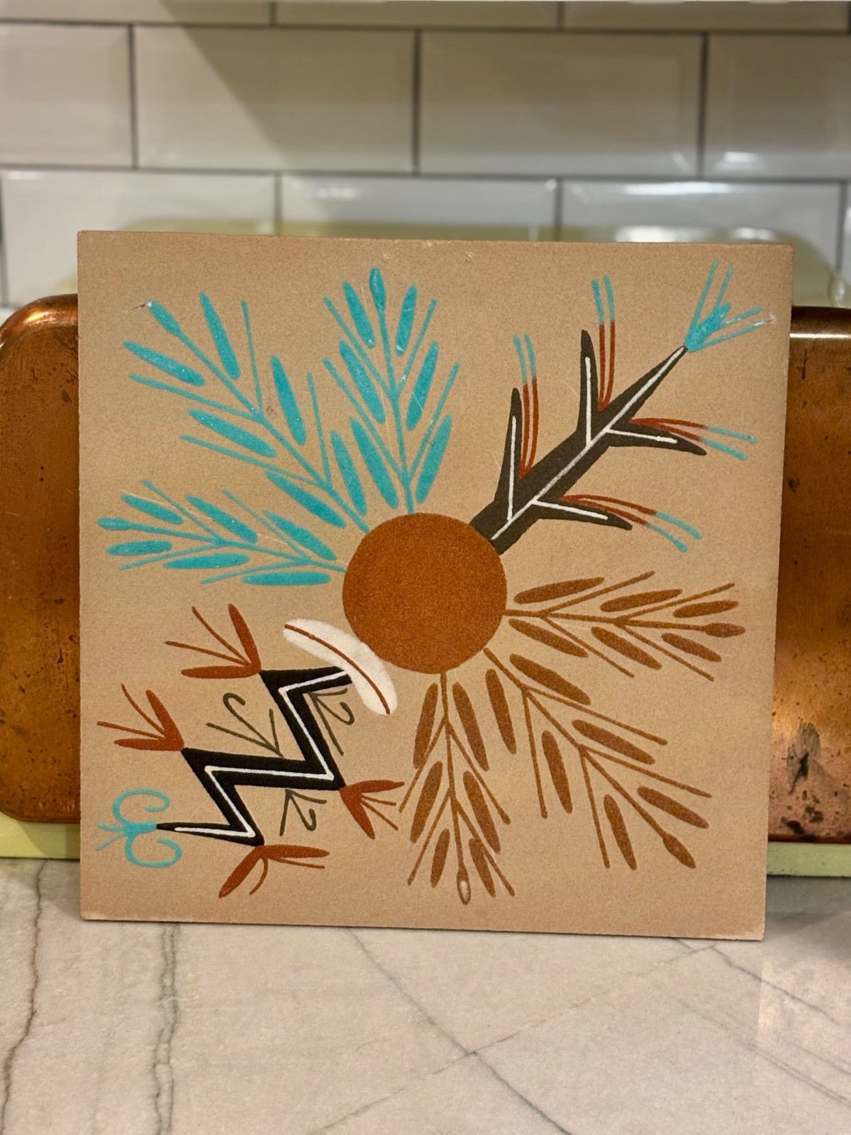 VTG Southwestern American Sand Art  sacred plants 12x12