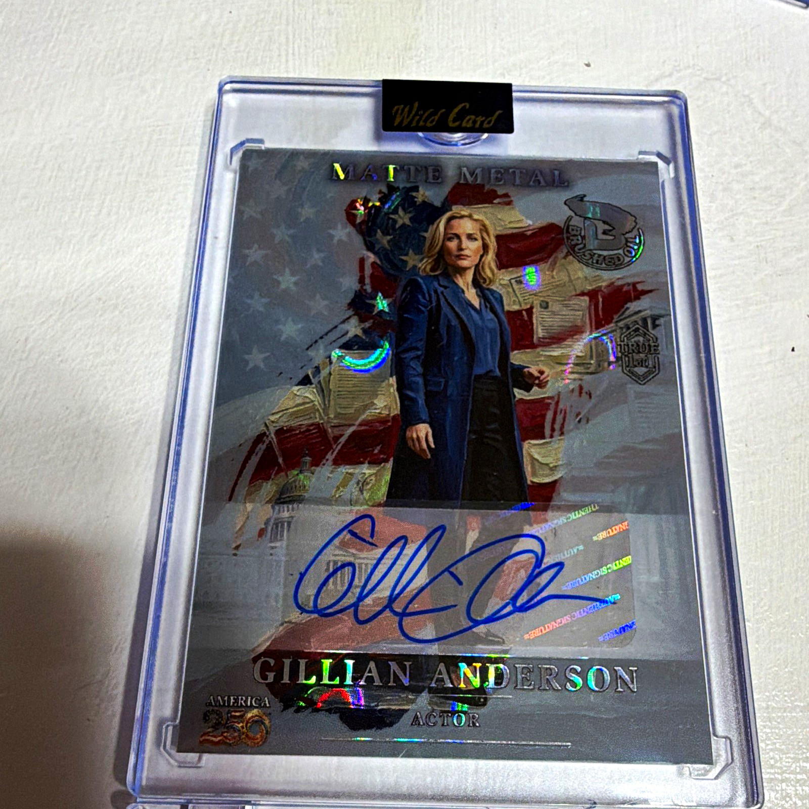 Wild Card America 250 Matte Metal Gillian Anderson Auto True 1/1 brushed metal Wild Card America 250 Matte Metal Gillian Anderson Auto True 1/1 brushed metal