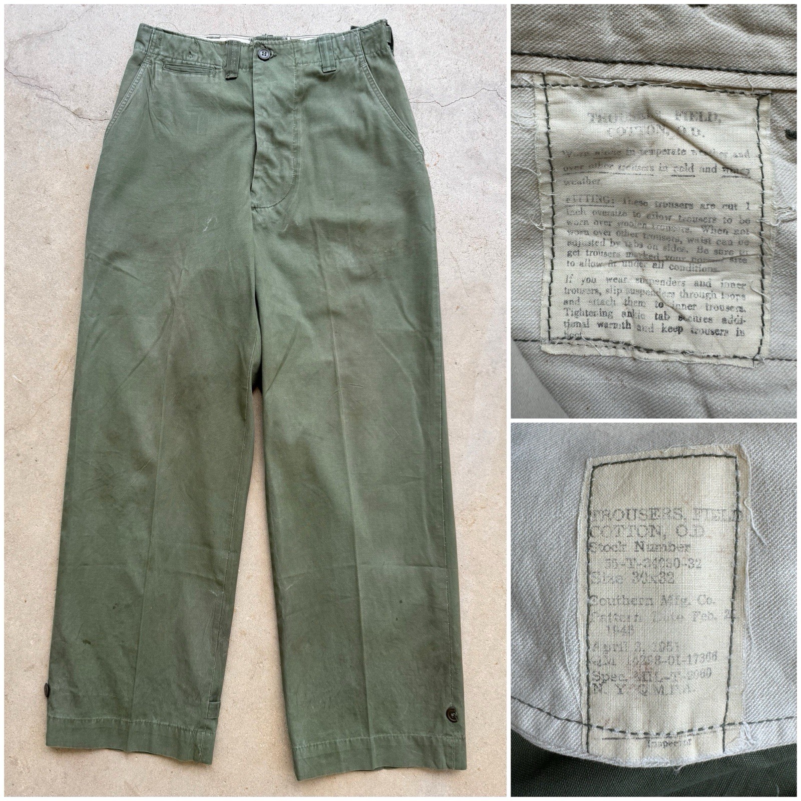 1950s Vtg US Army M1945 OD Field Cotton Trousers W 30 L 31 Pants Military 40s 1950s Vtg US Army M1945 OD Field Cotton Trousers W 30 L 31 Pants Military 40s