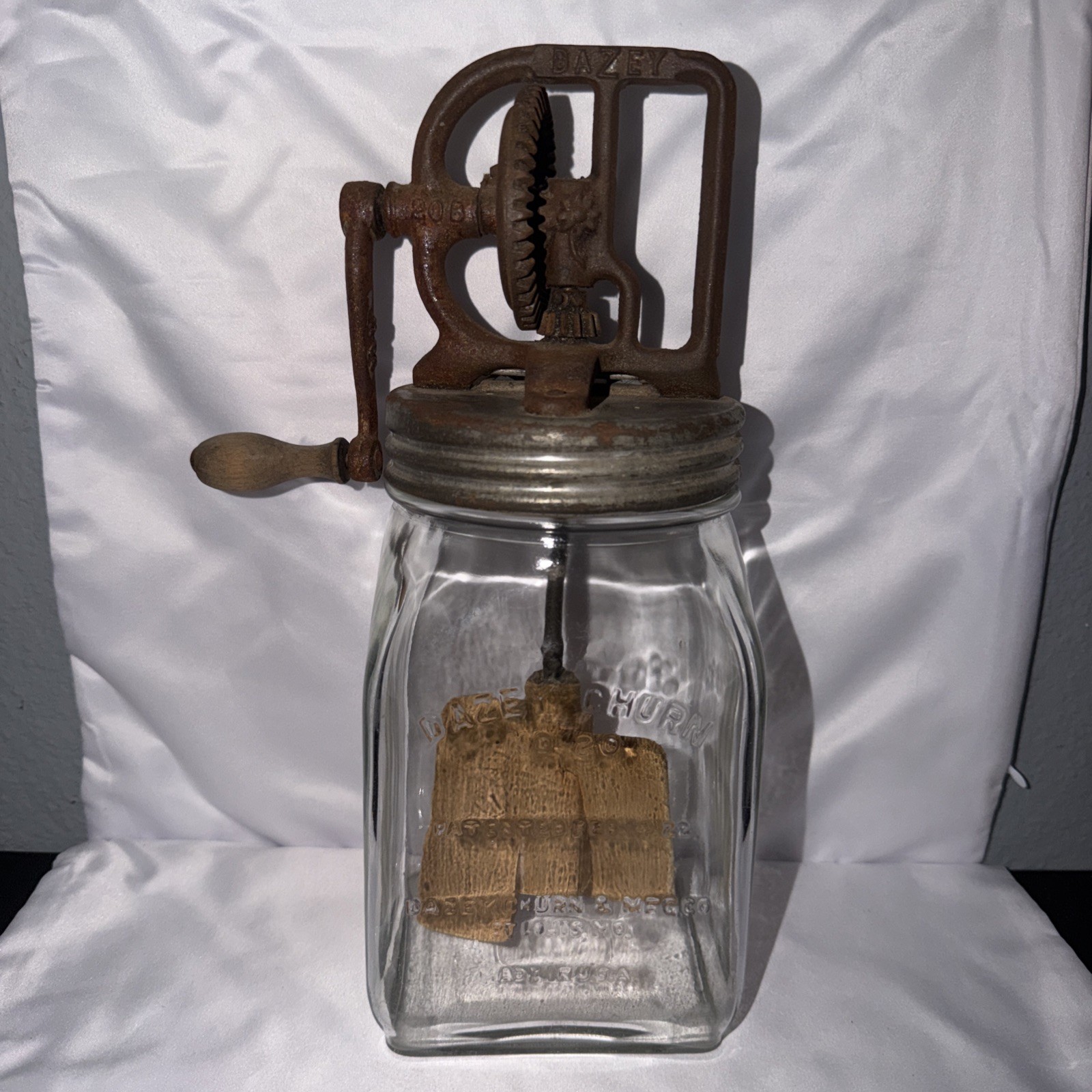 ATQ DaZey Churn #20 Butter Churn Hand Crank PATENT DATE 02/14/1922 PREOWNED