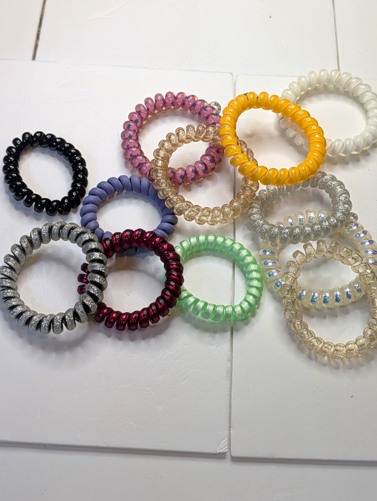 Lot of 10 Spiral Wrist Key Rings Adjustable Sizes