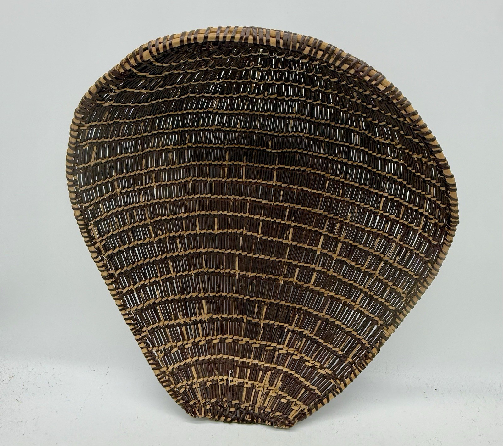 Old Large Yokuts Indian Winnowing Tray Basket with Old Tag