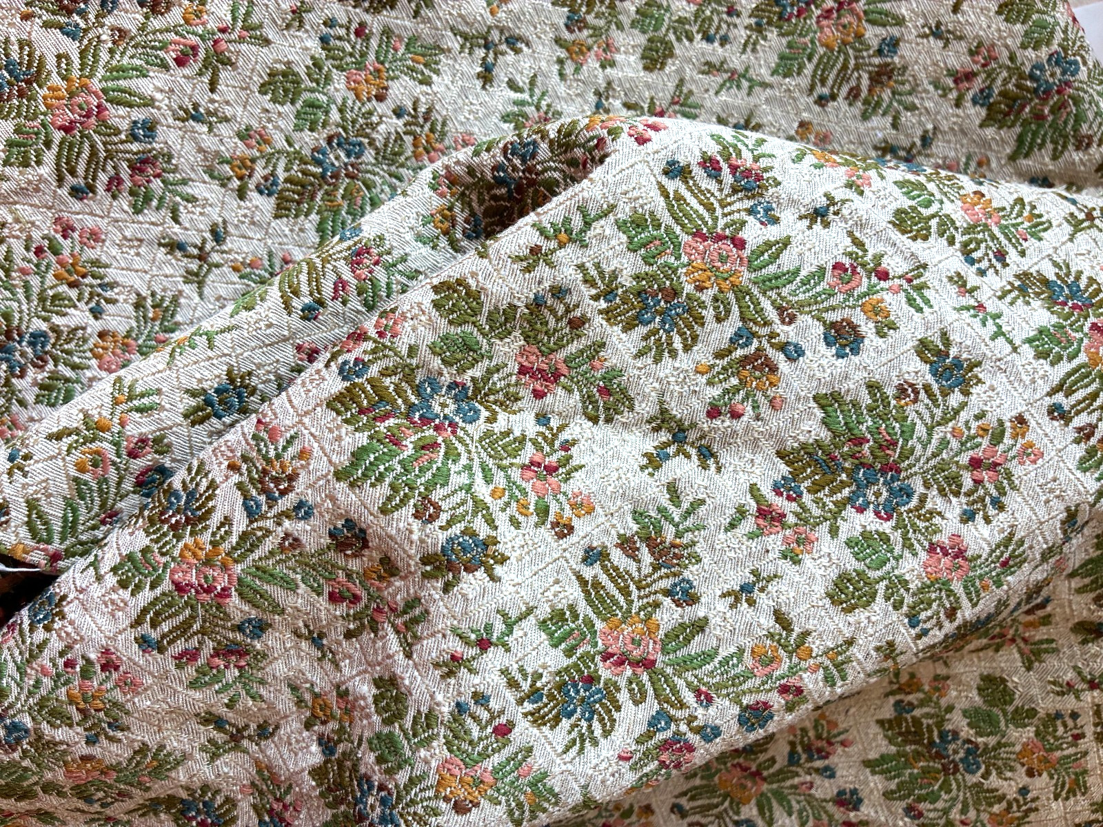 Vintage  Petit Point Look--Victorian Tapestry  Upholstery  FABRIC  Remnant