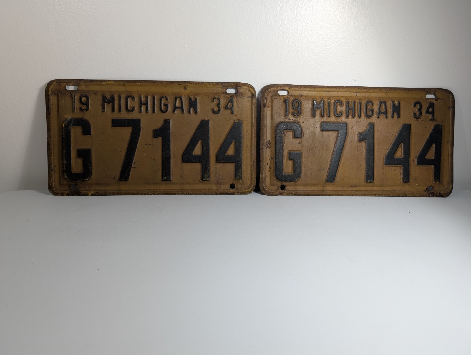1934 Michigan Vintage License Plates Pair 1934 Michigan Vintage License Plates Pair