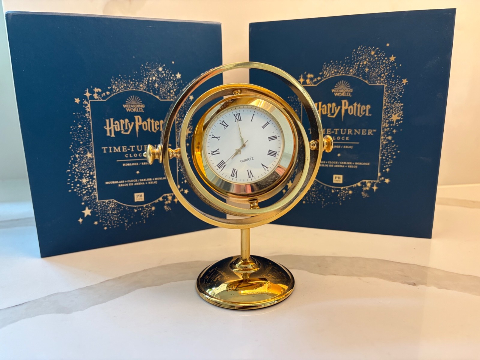 Rare Pottery Barn Harry Potter Time-Turner Clock Hourglass Gold New In Box