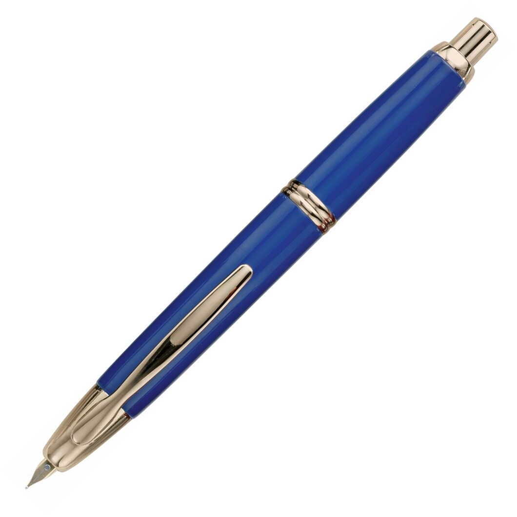 Pilot Vanishing Point Fountain Pen in Blue & Gold - 18K Gold Fine Point NEW