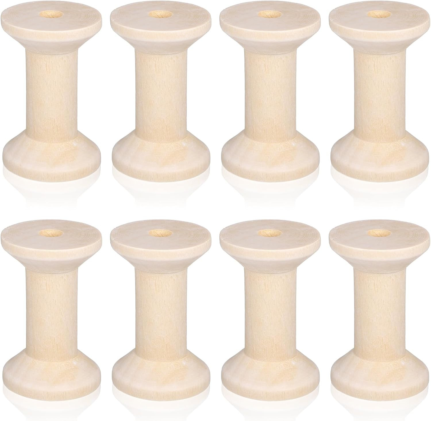 8Pcs Wooden Spools of Crafts 2In Empty Natural Wood Thread Spools Bulk Barrel Em