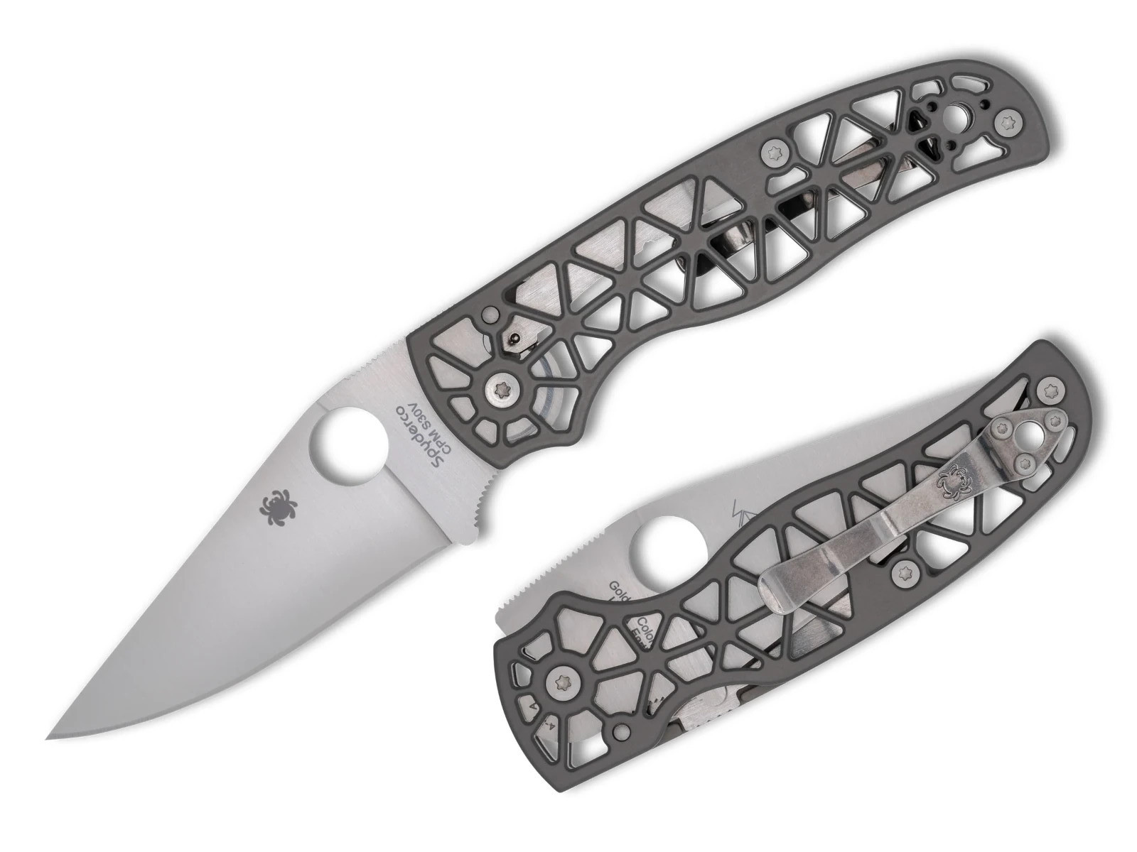 Spyderco Edgerati CPM-S30V Satin Plain Blade Gray Aluminum Handles C266ALP Spyderco Edgerati CPM-S30V Satin Plain Blade Gray Aluminum Handles C266ALP