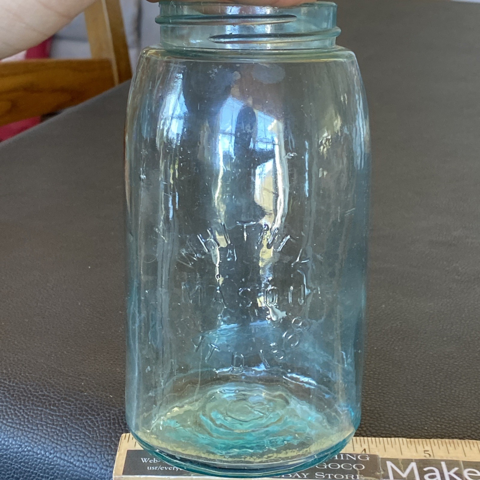 Scarce 11 DOT Quart Antique Aqua Fruit Jar Whitney Mason Pat’D 1858 RARE L@@K