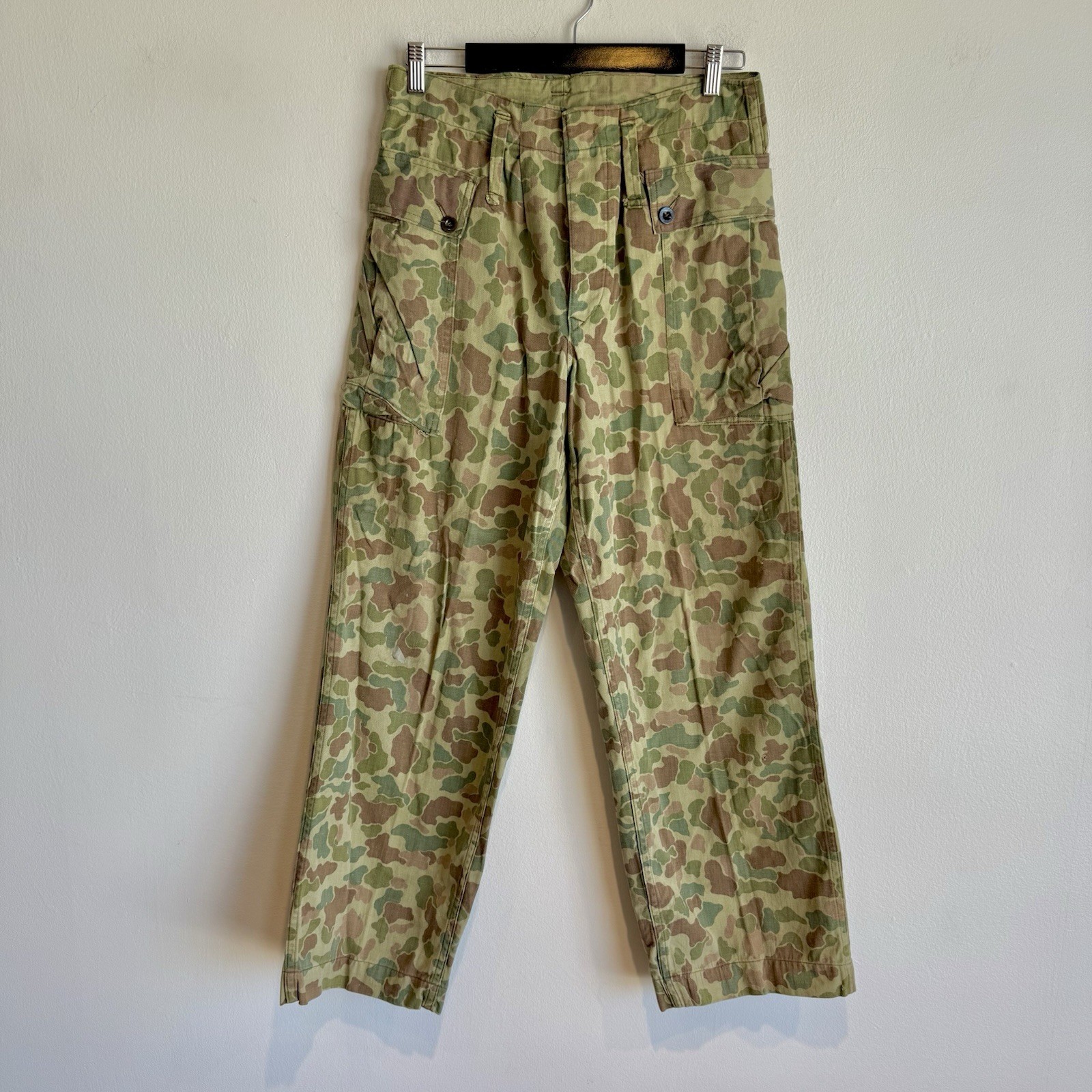 Original 1940s 1950s Dutch Army Frogskin Camo Trousers Pants