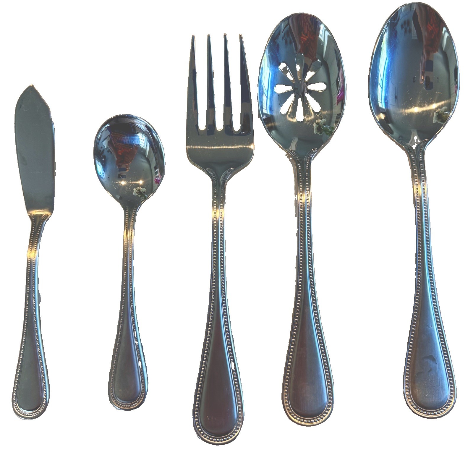 5pc Towle BEADED ANTIQUE 18/10 Stainless SERVING SET Made In Vietnam 5pc Towle BEADED ANTIQUE 18/10 Stainless SERVING SET Made In Vietnam