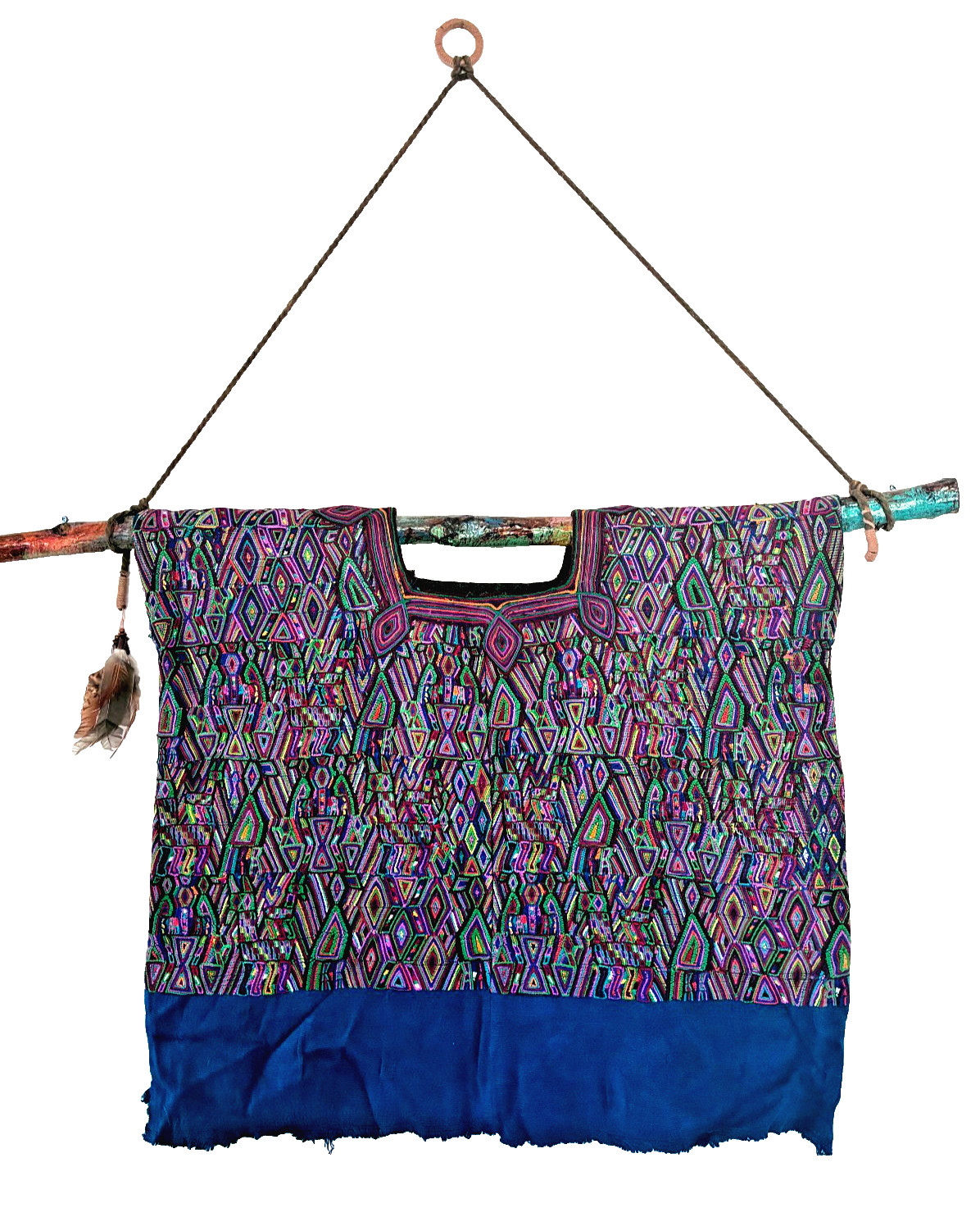 Vintage Guatemalan Huipil Textile • Embroidered Blouse • Handwoven Wall Hanging