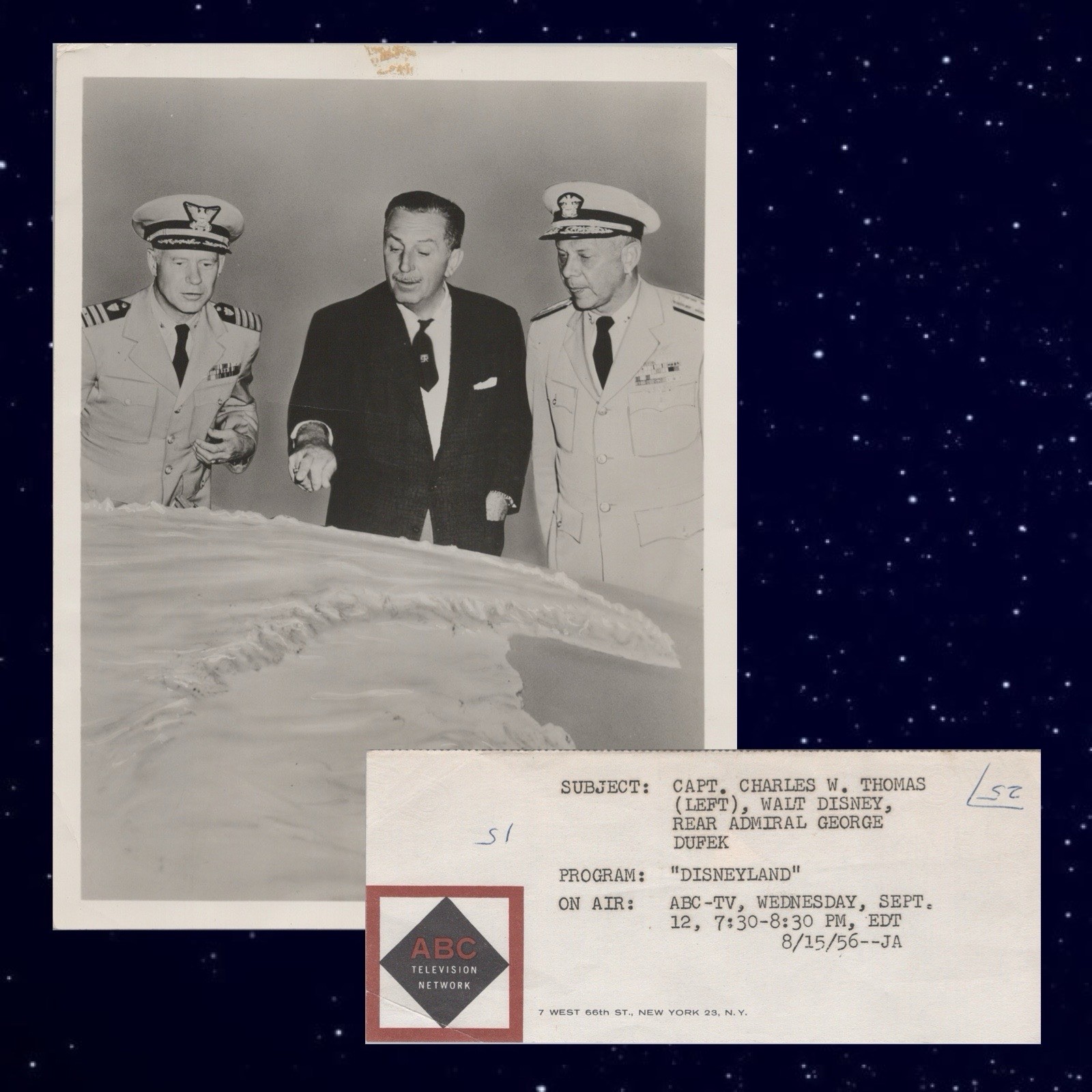 1956 Walt Disney ORIGINAL ABC PRESS PHOTO Capt Charles Thomas & Adm George Dufek