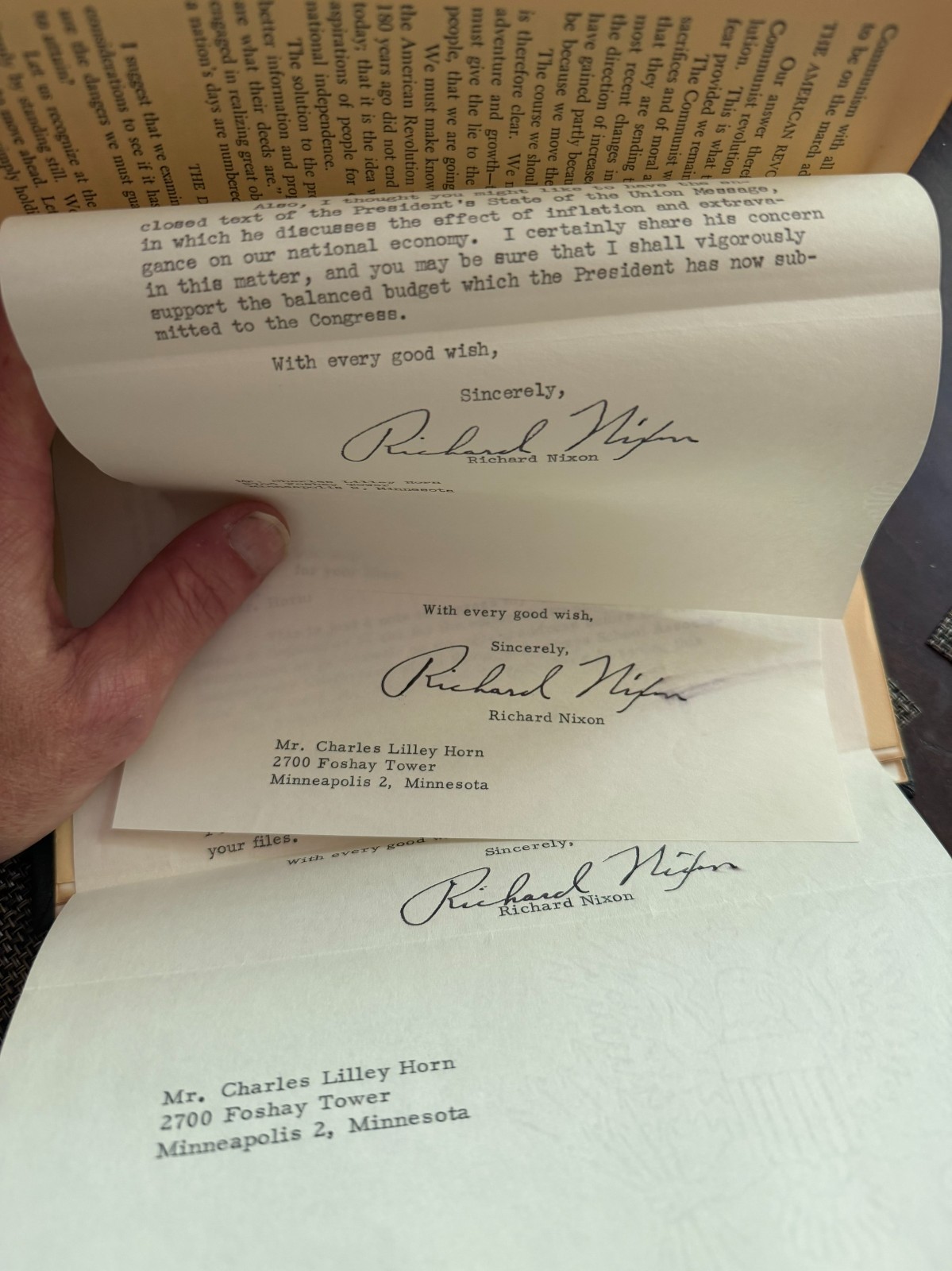 ** RARE GROUP of 3 Richard Nixon Signed Letters Vice President + HARVARD Address