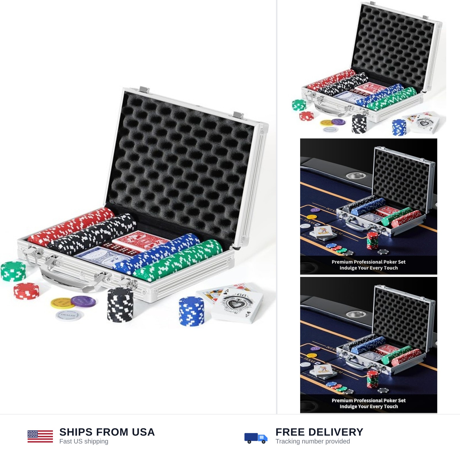Boyzhood Poker Chips,200Pcs Poker Set with Aluminum Travel Case,11.5 Gram Pok...