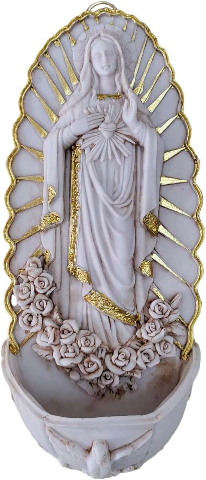 Catholic Wall Decor,Holy Water Font for Home, Handcrafted White Resin Wall-Mount Catholic Wall Decor,Holy Water Font for Home, Handcrafted White Resin Wall-Mount