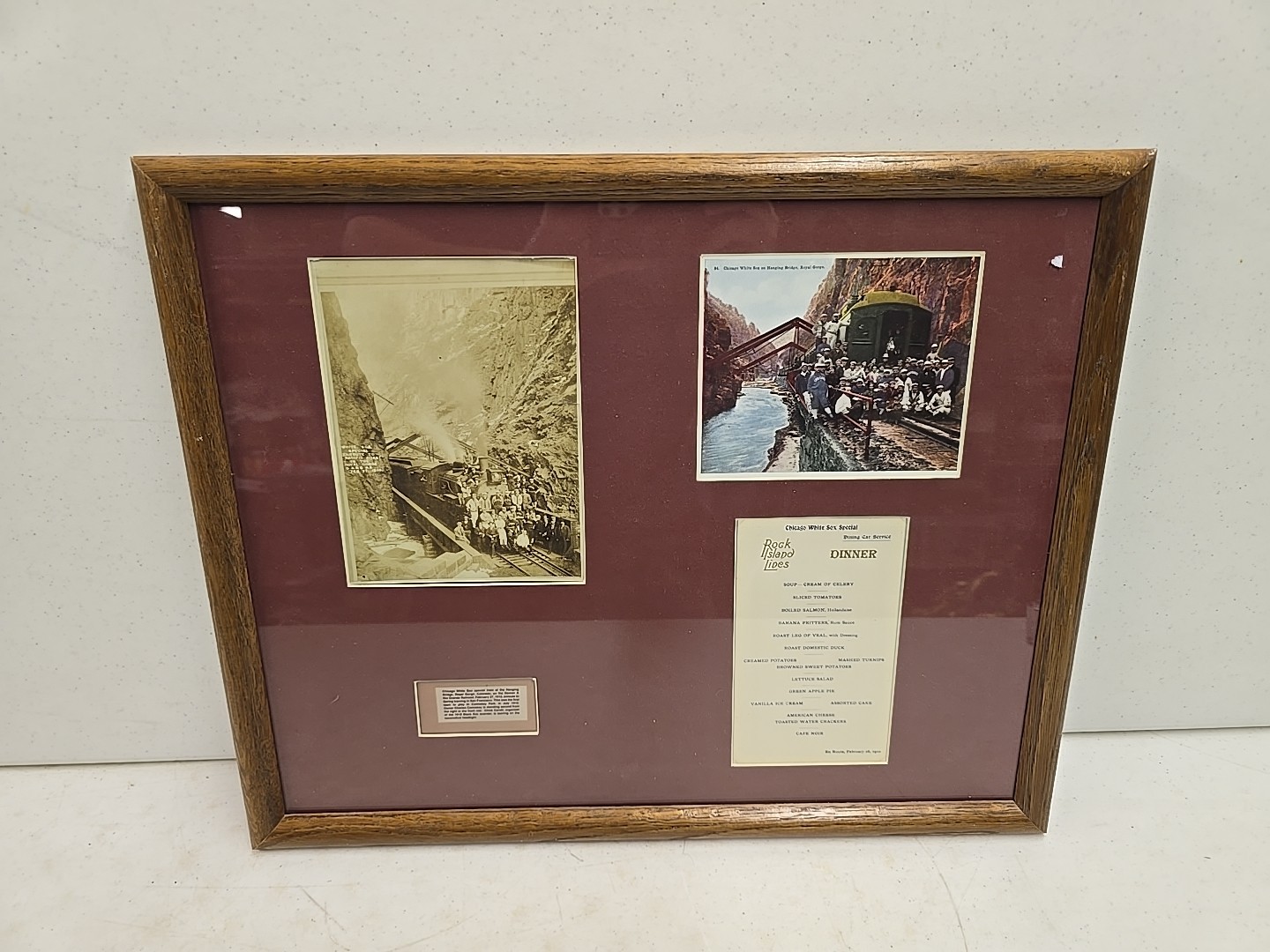 1910 Rock Island Lines Chicago White Sox Special Framed Train Menu & Photograph