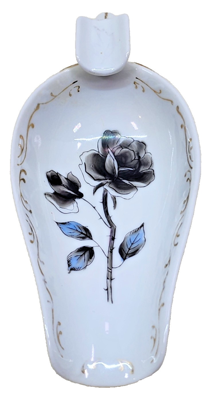 Vintage Rosetti Hand Painted Spoon Rest Occupied Japan Floral Kitchen Decor