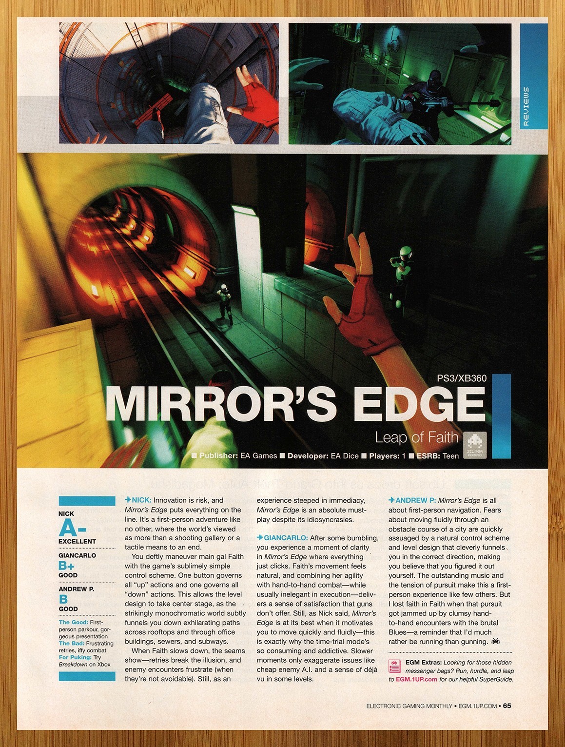 2008 Mirror's Edge Playstation 3 PS3 Xbox 360 REVIEW Print Ad/Poster Game Art