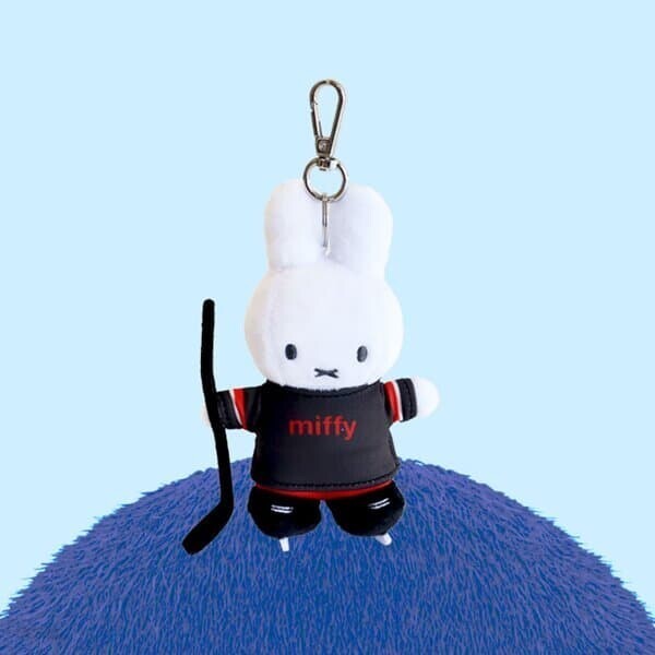 Miffy Official Plush Mascot Miffy Ice Hockey BLACK Rabbit Key ring Bag charm New
