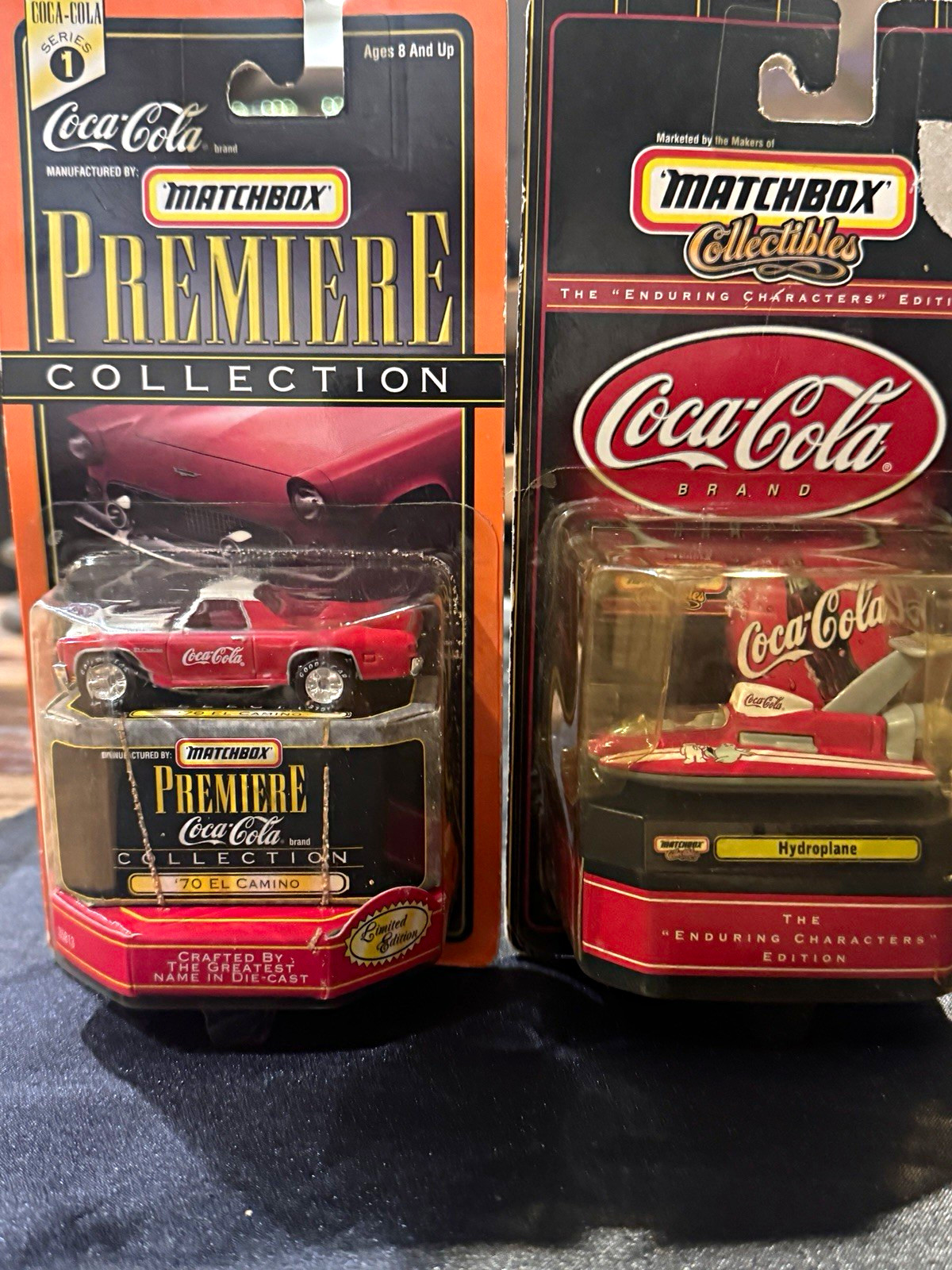 Lot of 2 Coca-Cola Premiere Collection '70 El Camino & Hydroplane Die-Cast Veh