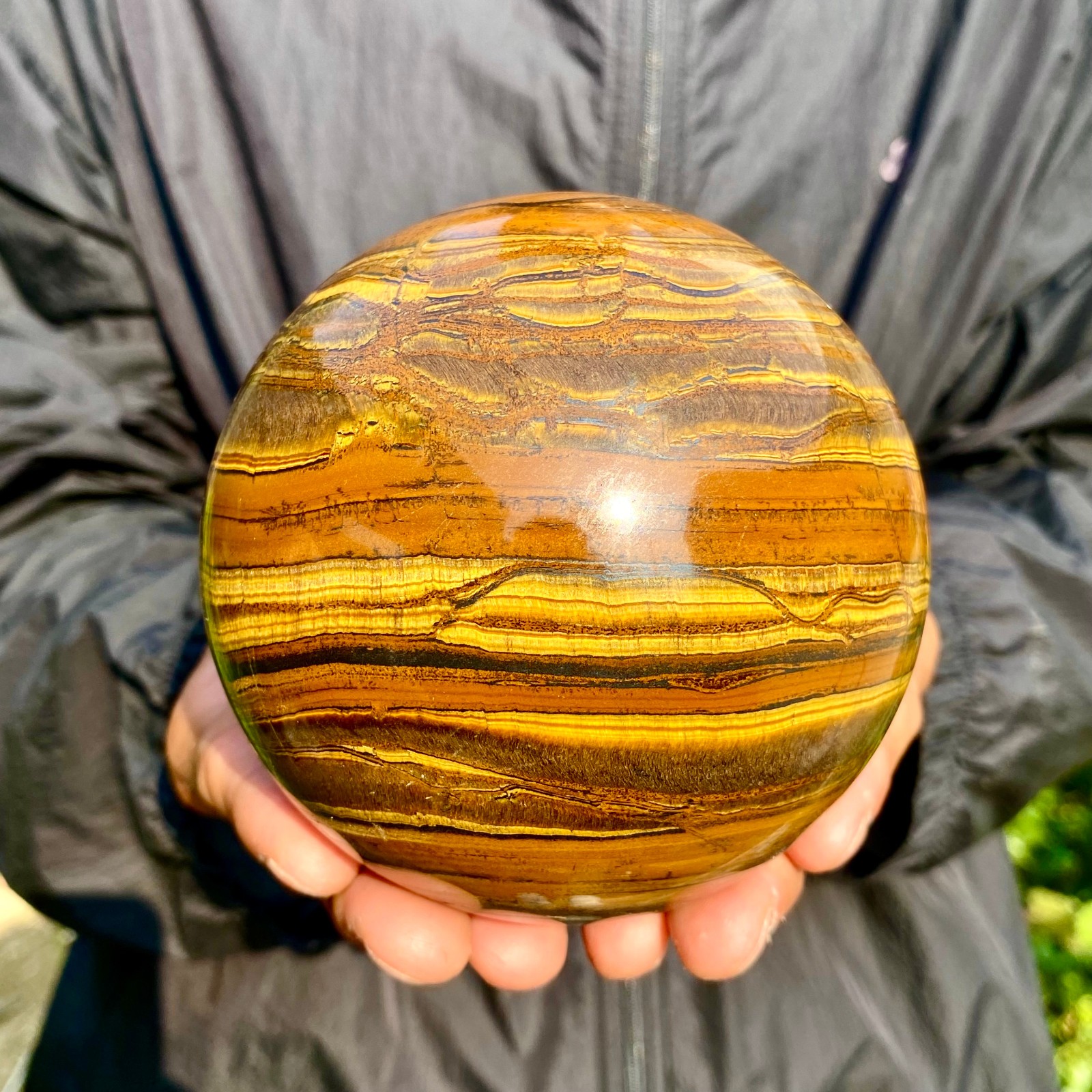 3.83LB Natural Tiger's eye stone quartz Sphere crystal ball rock Healing