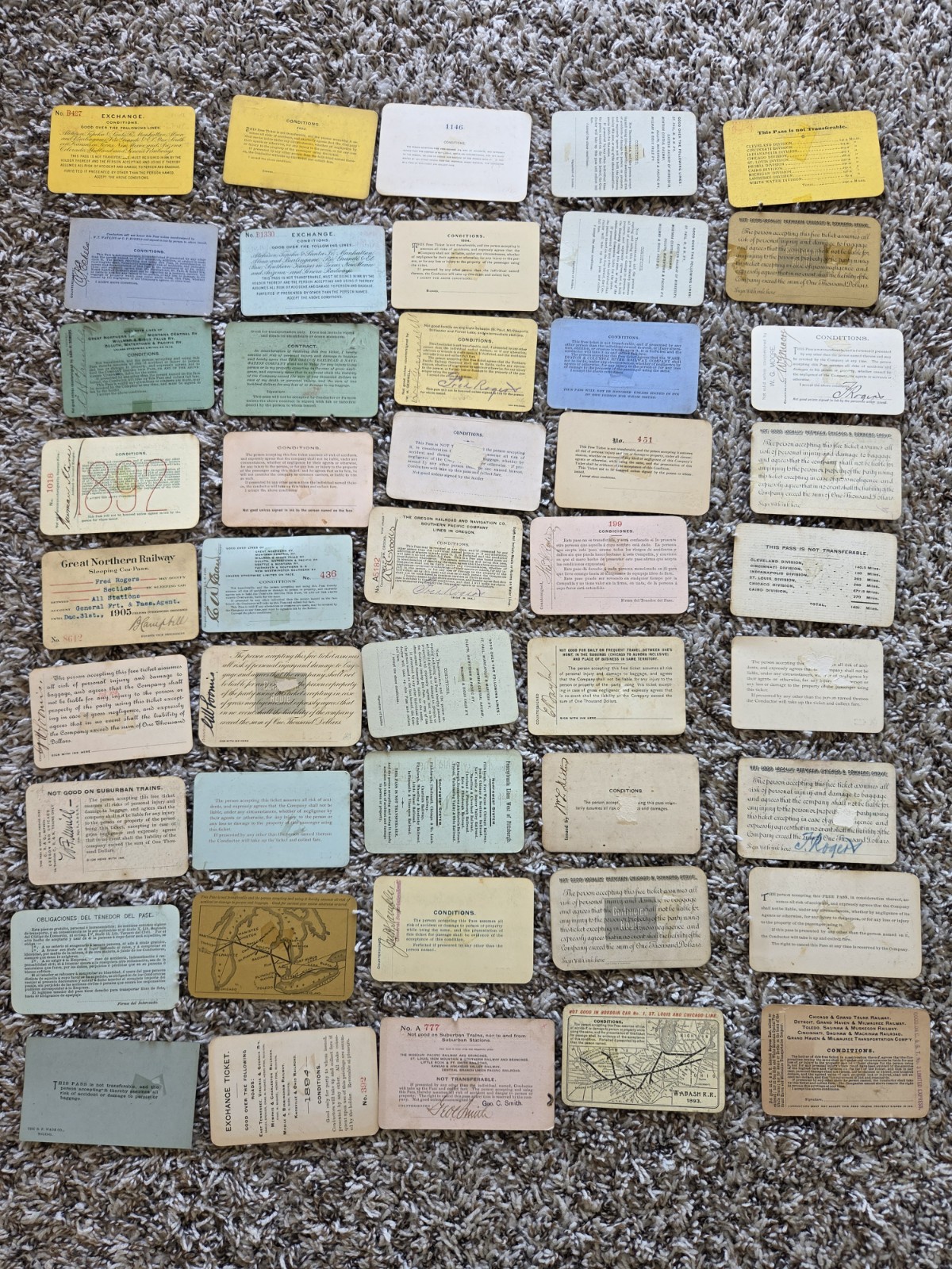 Antique 19TH CENTURY Rare Railroad Tickets/passes