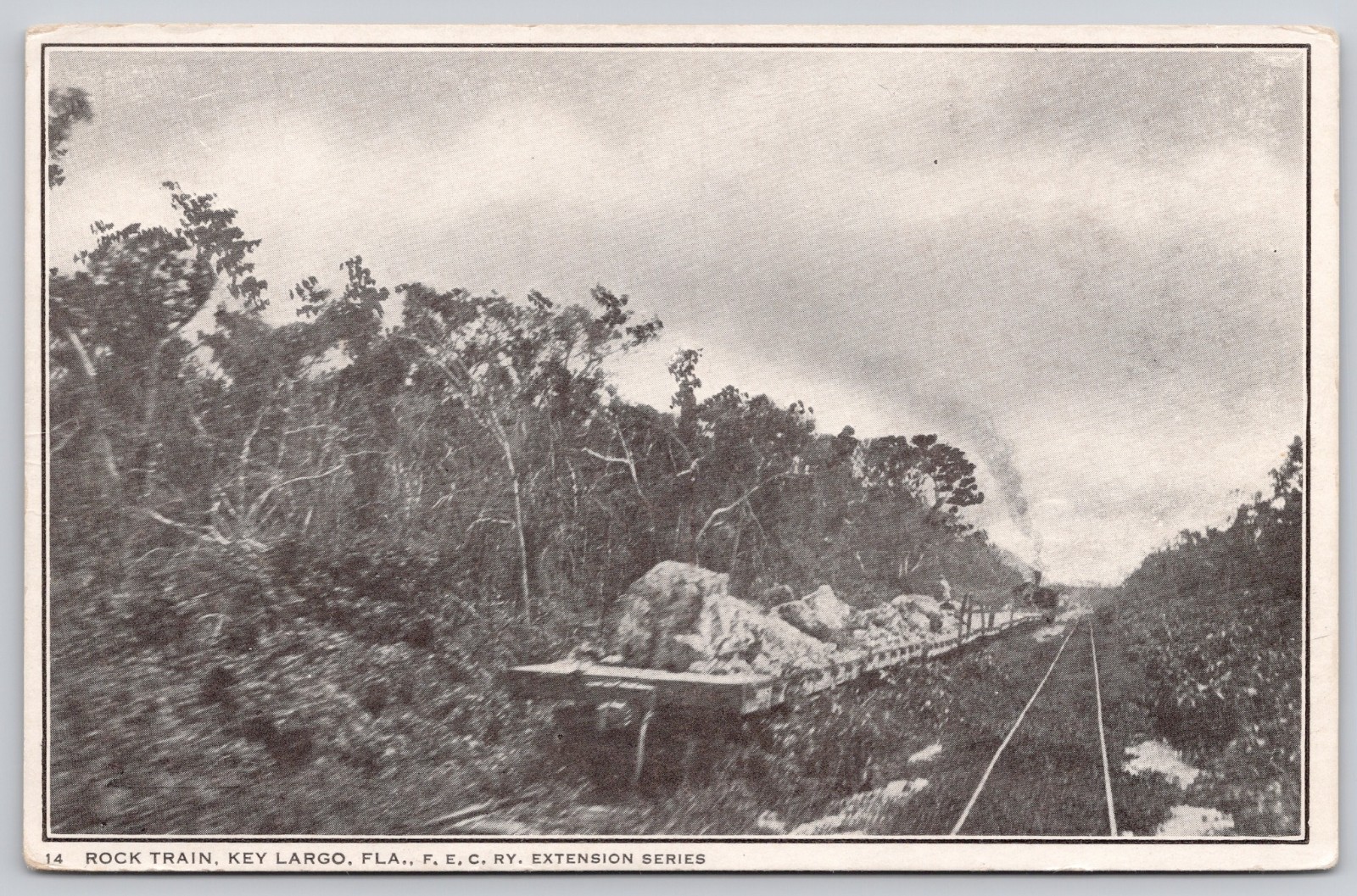 Key Largo Florida FL FEC RR Rock Train Overseas Railway Postcard c1907 Key Largo Florida FL FEC RR Rock Train Overseas Railway Postcard c1907