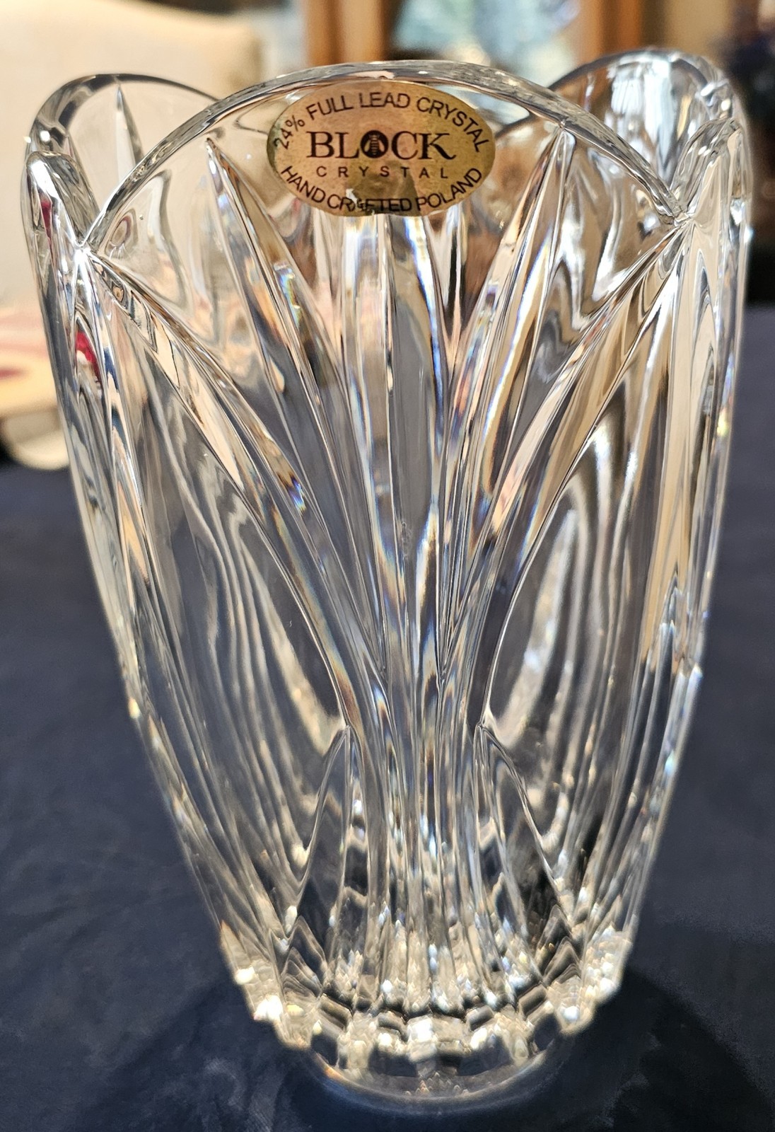 Block 24% Full Lead Crystal  Light SHADE Lamp Sconce Hurricane  