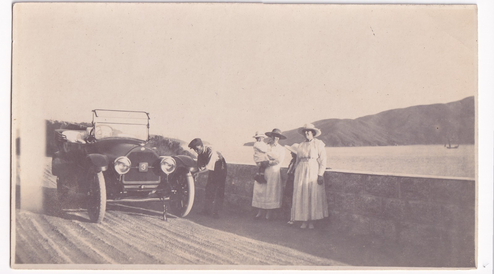 Laira Embankment Plymouth Devon Edwardian Tourer Motor Car Chauffeur Photo c1912